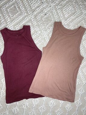 A New Day Tank Top Duo - Burgundy and Rose Tan - Size M